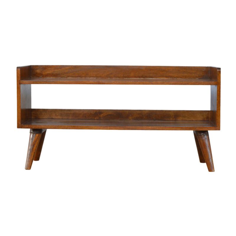 Solid Wood Nordic Chestnut Finish Storage Bench