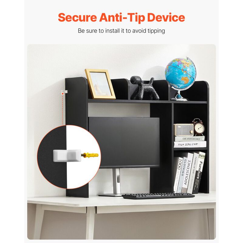 2-Tier Desktop Bookshelf Wood Organizer with Display Shelf for Office image number 4