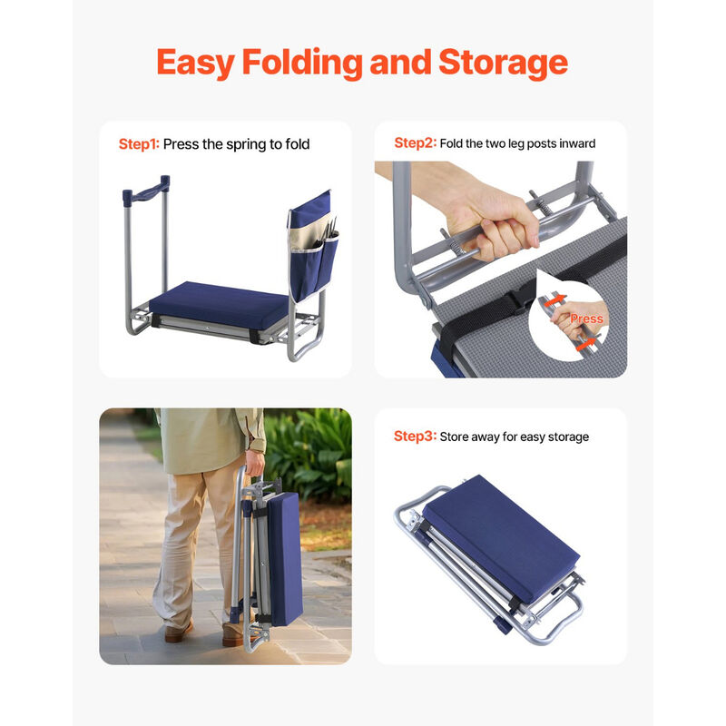 Heavy Duty Garden Kneeling Stool with 11" EVA Pad 2-in-1 Folding Design image number 4