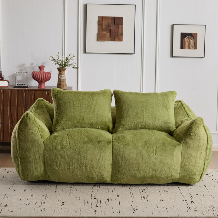 Whisen Giant Bean Bag Couch Ultra Soft Fluffy Loveseat Oversized Chase Lounge Chair with Pillows