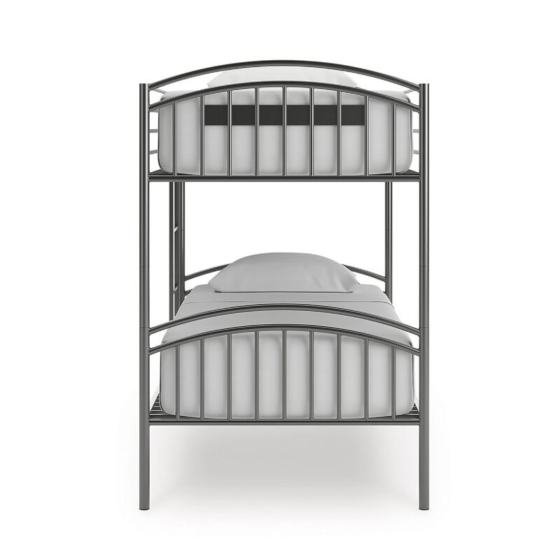 Fesa Twin over Twin Bunk Bed with Ladder, Gray Tubular Steel Frame image number 5