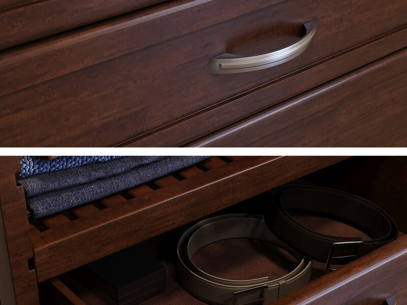 Solid Wood Walk-In Closet Organizer with 3 Shaker Style Drawers