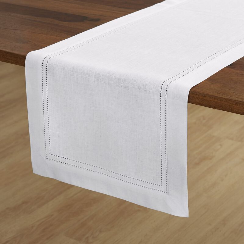 Solino Home 100% Pure Linen Table Runner - Linen Double Hemstitch