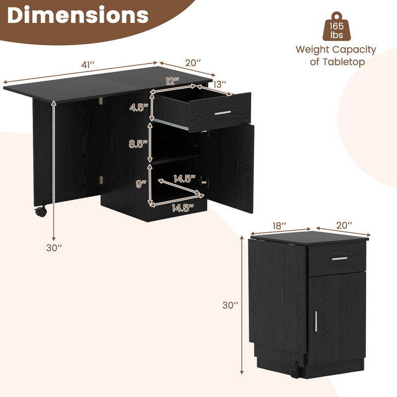 Folding Computer Desk with Drawer and Mobile Cabinet for Home Office