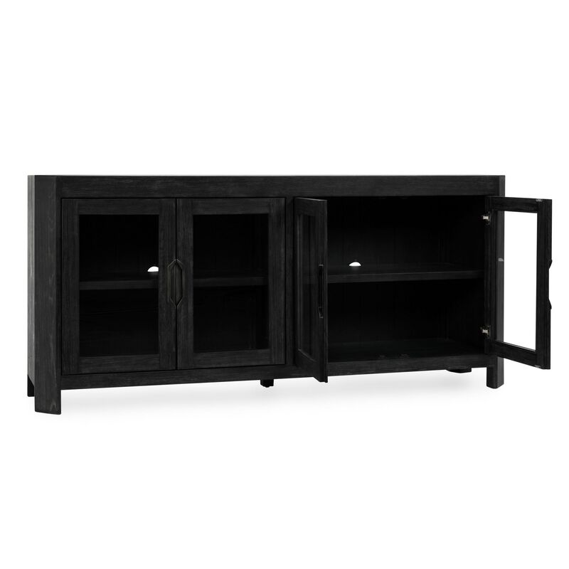Roux Serving Buffet Cabinet Sideboard Console, 4 Doors, Black 84 Inch