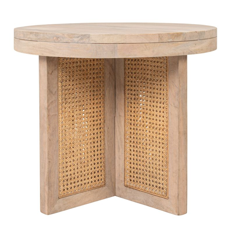 Mango Wood & Cane Round Side Table image number 4