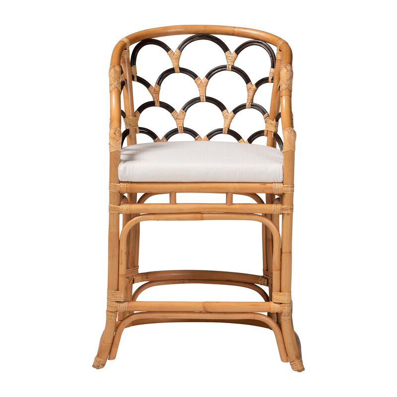 bali & pari Veneto Natural Rattan Counter Stool with Scalloped Back image number 1