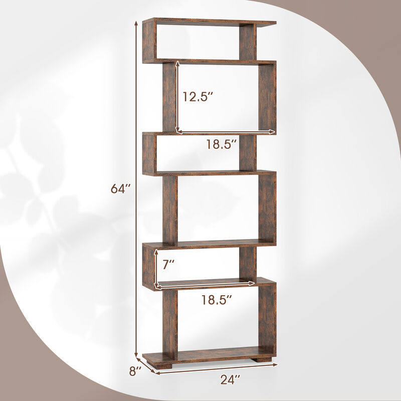 Vertical 6-Tier Bookshelf with Anti-Tipping Kits &ndash; Geometric Storage for Office