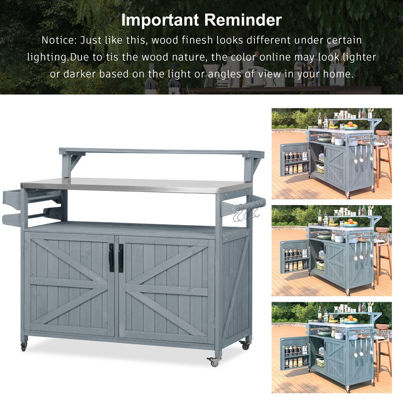 Merax Outdoor Kitchen Island with Raised Shelf