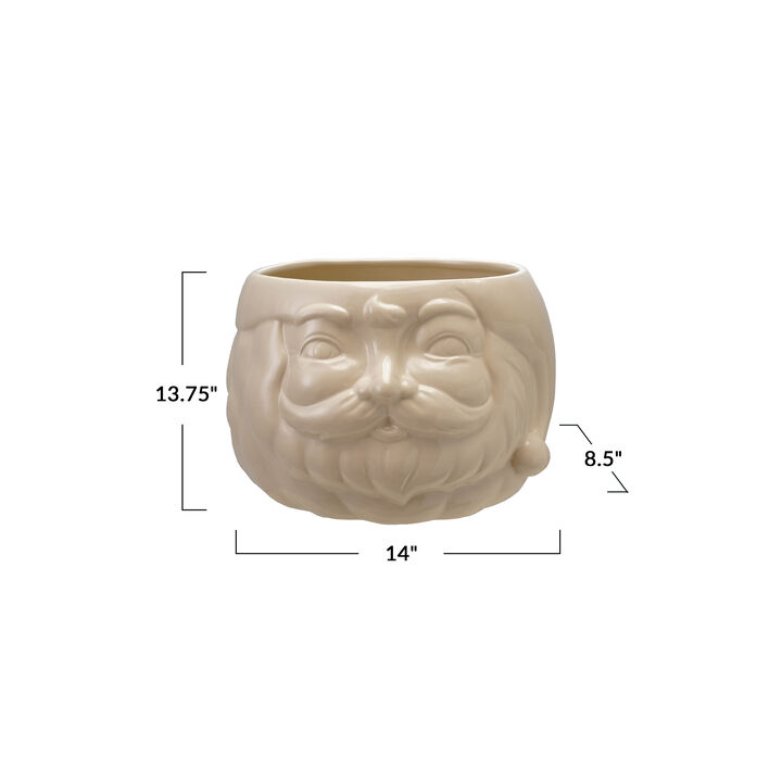 Stoneware Santa Head Bottle Cooler/Container, White