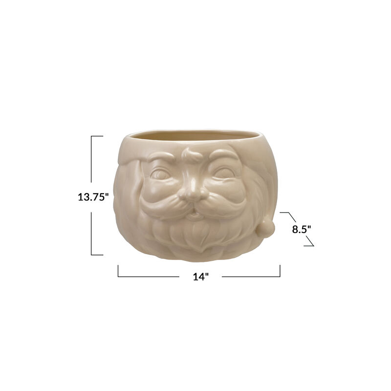 Stoneware Santa Head Bottle Cooler/Container, White image number 1