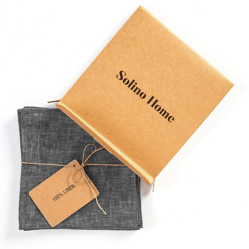 Solino Home Athena 100% Linen Cocktail Napkins &ndash; Set of 12, 6 x 6 in, Machine Washable, Holiday and Everyday Dining