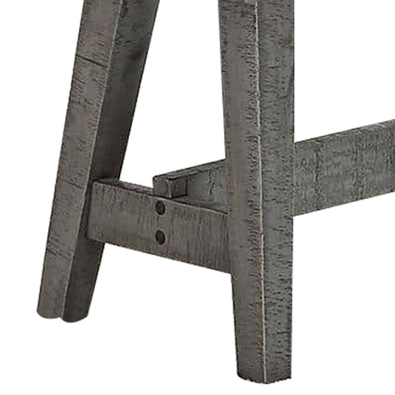 Alix 54 Inch Elegant Wood Dining Bench with Tapered Legs, Distressed Gray-Benzara