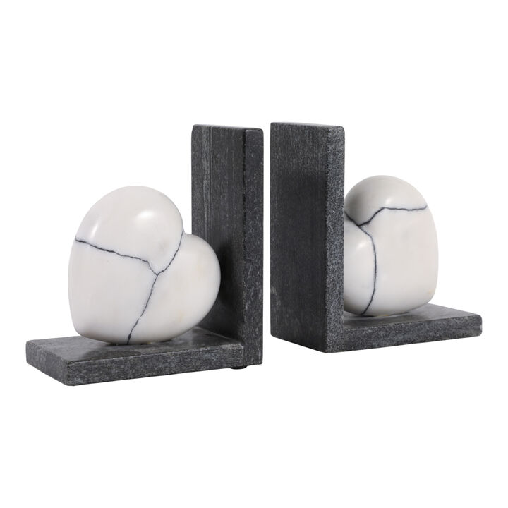 S/2 6" Cracked Marble Bookends