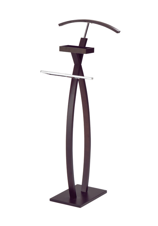 Kings Brand Furniture - Curved Suit Rack Valet Stand, Clothes Rack, Clothing Organizer, Jacket Hanger, Chrome/Walnut