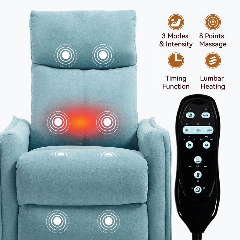 Manual Recliner Chair with Heat and Massage, Rocker and Swivel Chair in Fabric for Living Room image number 3