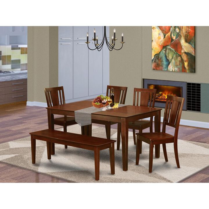 6-Pc Kitchen Table with bench- Table and 4 Kitchen Chairs and Bench