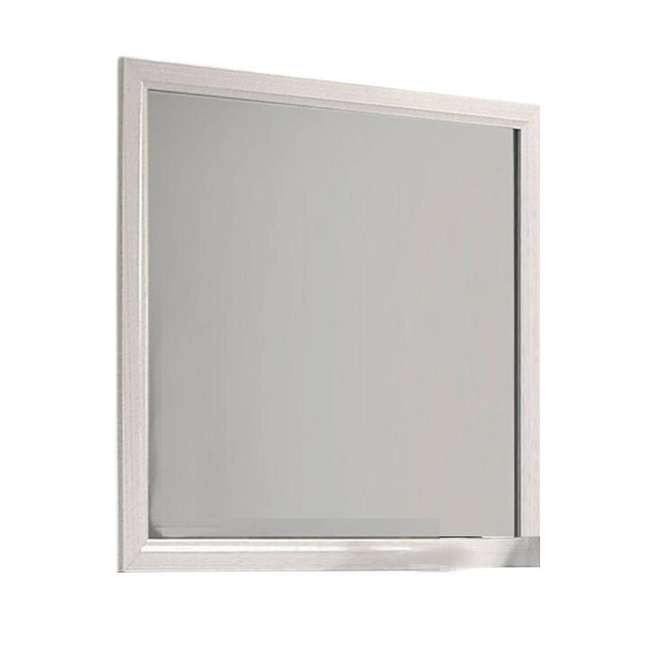 Erica Dresser Vanity Mirror, 39 Inch Modern Style White Wood Frame
