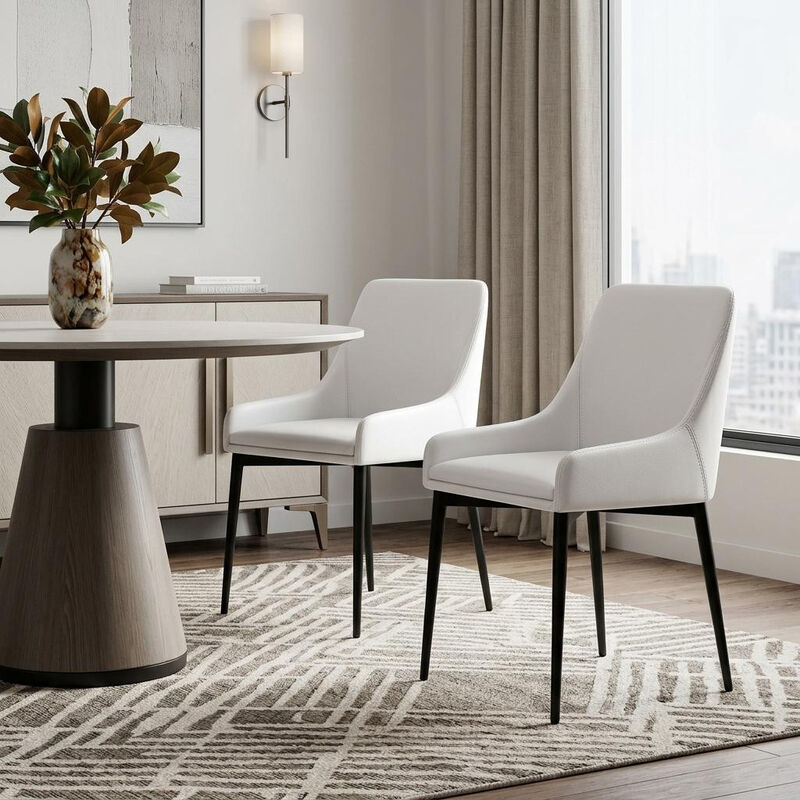 HomeRoots Set of Two White and Black Faux Leather Dining Side Chairs image number 1