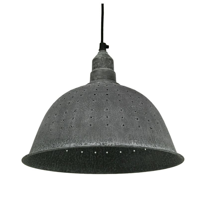 Metal Colander Pendant Light In Weathered Zinc 12 Inches Diameter image number 0