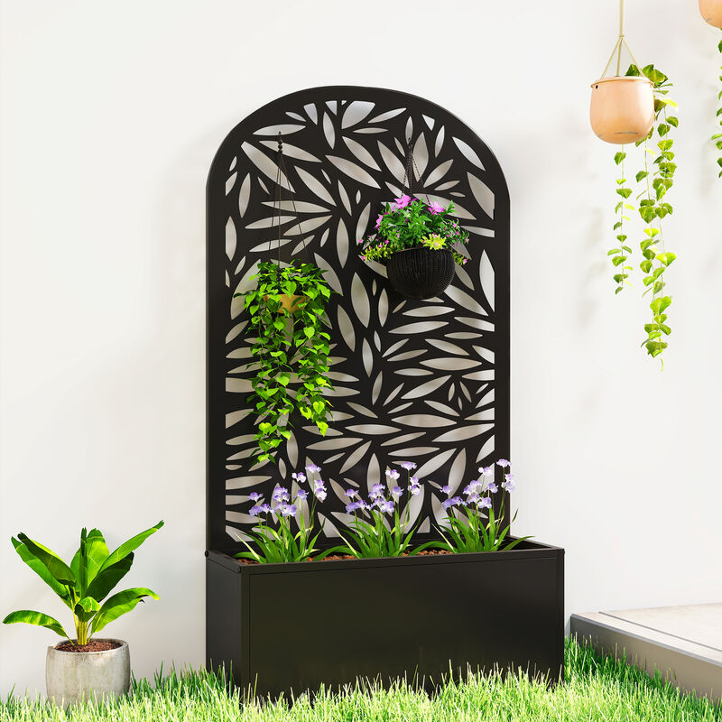 Hivvago Metal Planter Box with Trellis for Garden, Patio, or Balcony image number 1