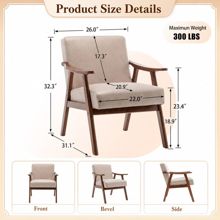 GOODSILO Mid-Century Modern Accent Chair, Wingback Lounge Chair with Thick Backrest for Living Room, Bedroom and Reading Spaces