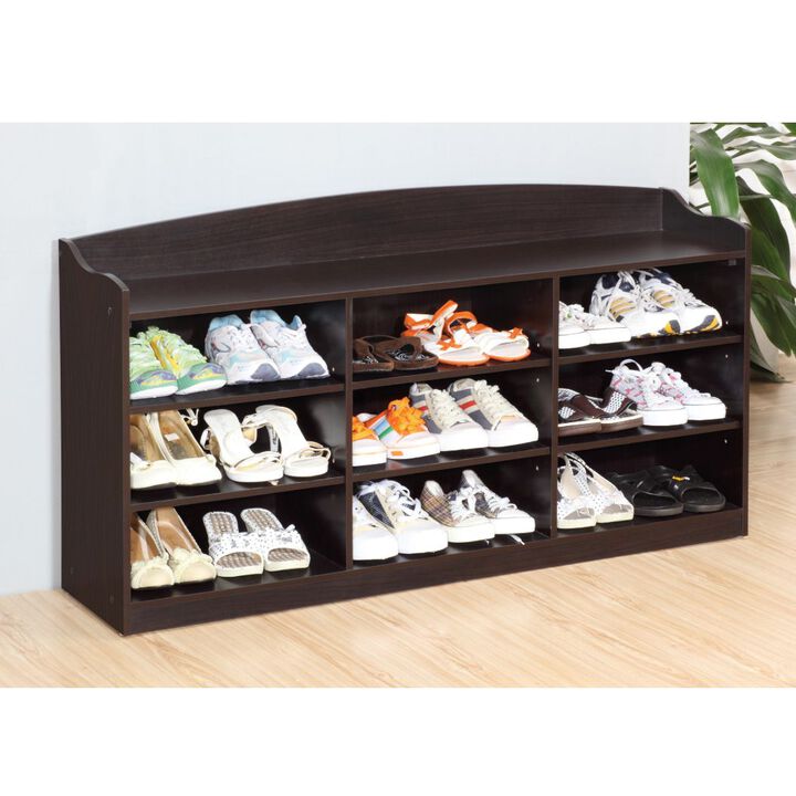 Red Cocoa Shoe Cabinet with 9 Shelves and 1 Top open Shelve with Spacious Top