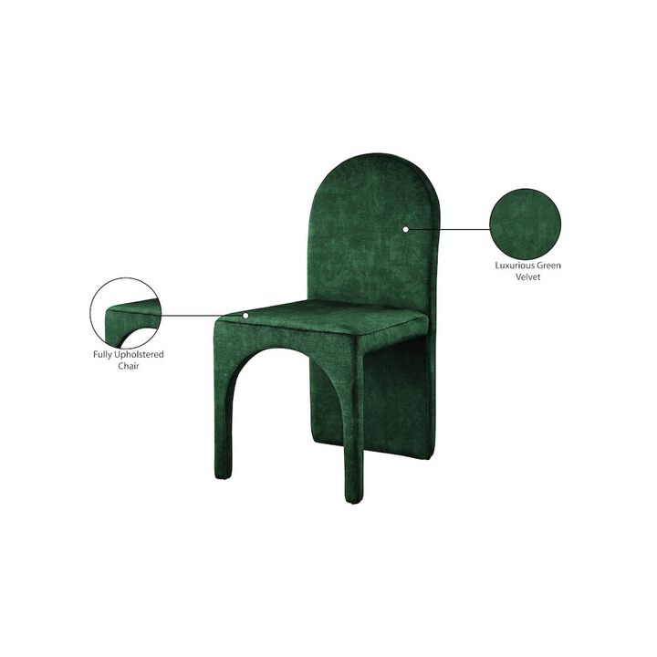 Meridian Furniture Summer Green Velvet Dining Side Chair, Set of 2