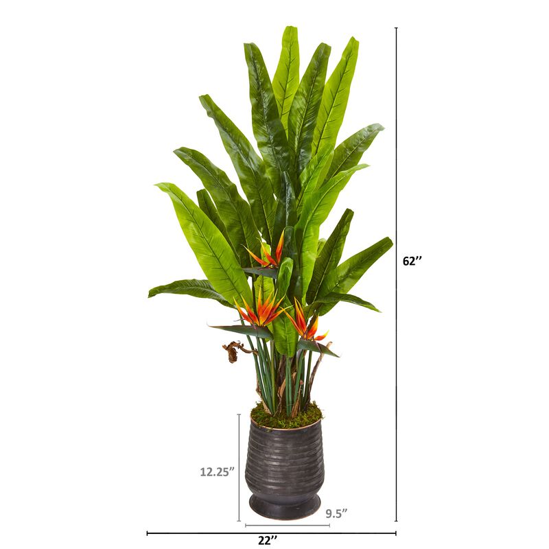 Hivvago 62" Bird of Paradise Artificial Plant in Decorative Planter
