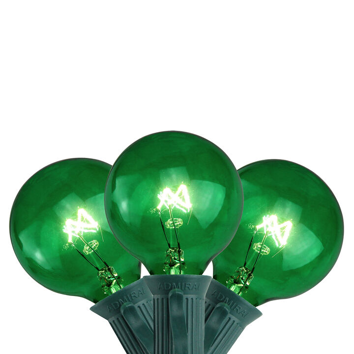 10-Count Green G50 Globe Christmas Patio Lights- 9ft  Green Wire