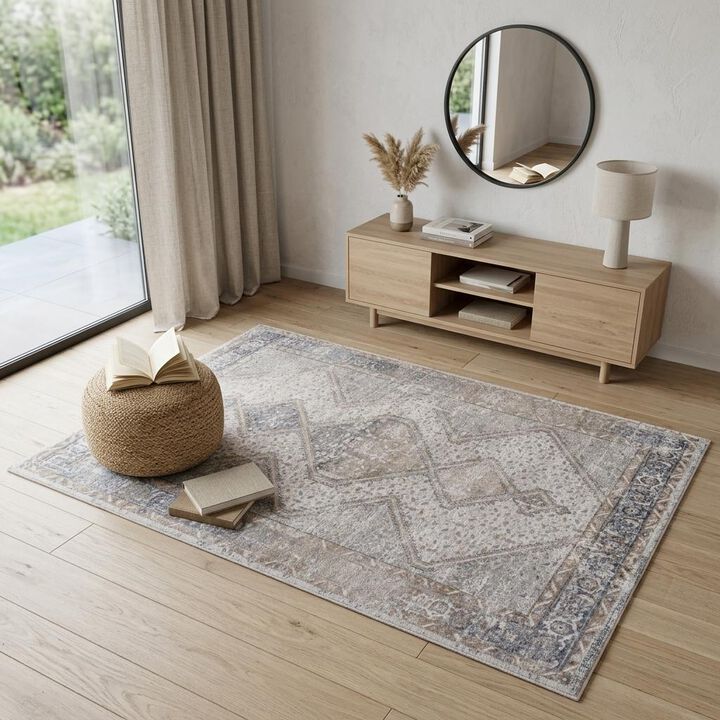 HomeRoots Abstract Distressed Area Rug