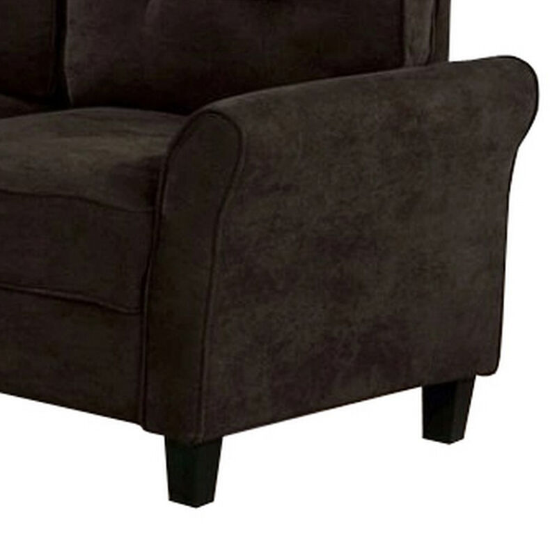 Loveseat with Knit Fabric with Flared Armrests, Brown-Benzara