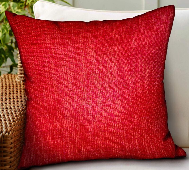 Luxury Scarlet Zest Red Solid Indoor/Outdoor Throw Pillow by Plutus image number 1