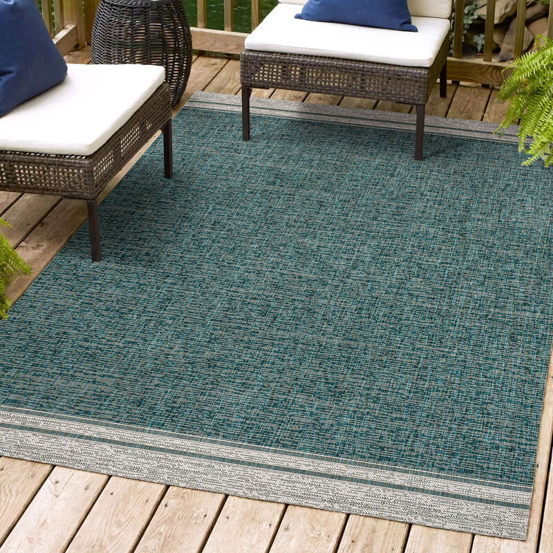 Alda Modern Minimalist Mingled Solid Indoor/Outdoor Area Rug
