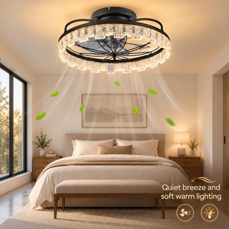ELEMENT ACE Rustic Farmhouse Flower Caged Ceiling Fan with LED Light and Remote Control, Low Profile Ceiling Fan for Bedroom Kitchen Living Room image number 4