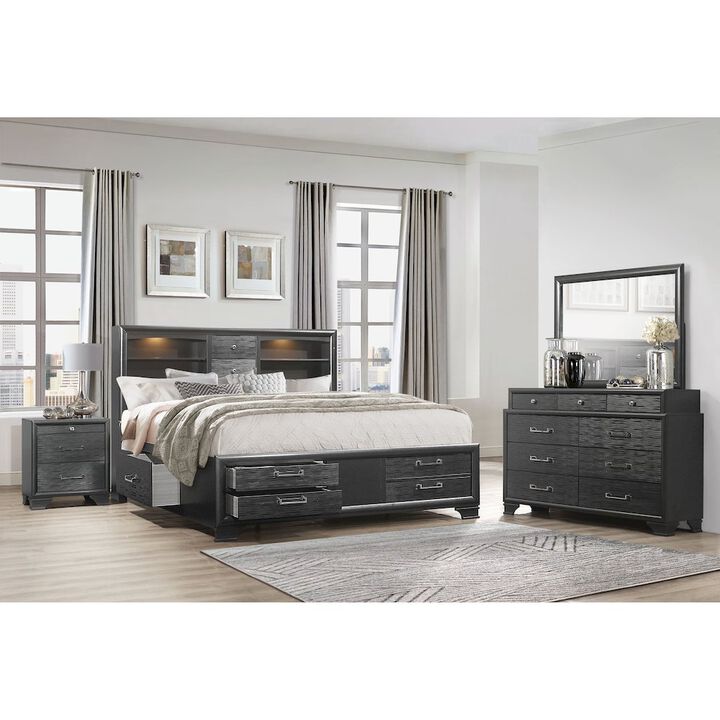 Global Furniture USA Transitional Glam Jordyn Grey Nightstand, Grey
