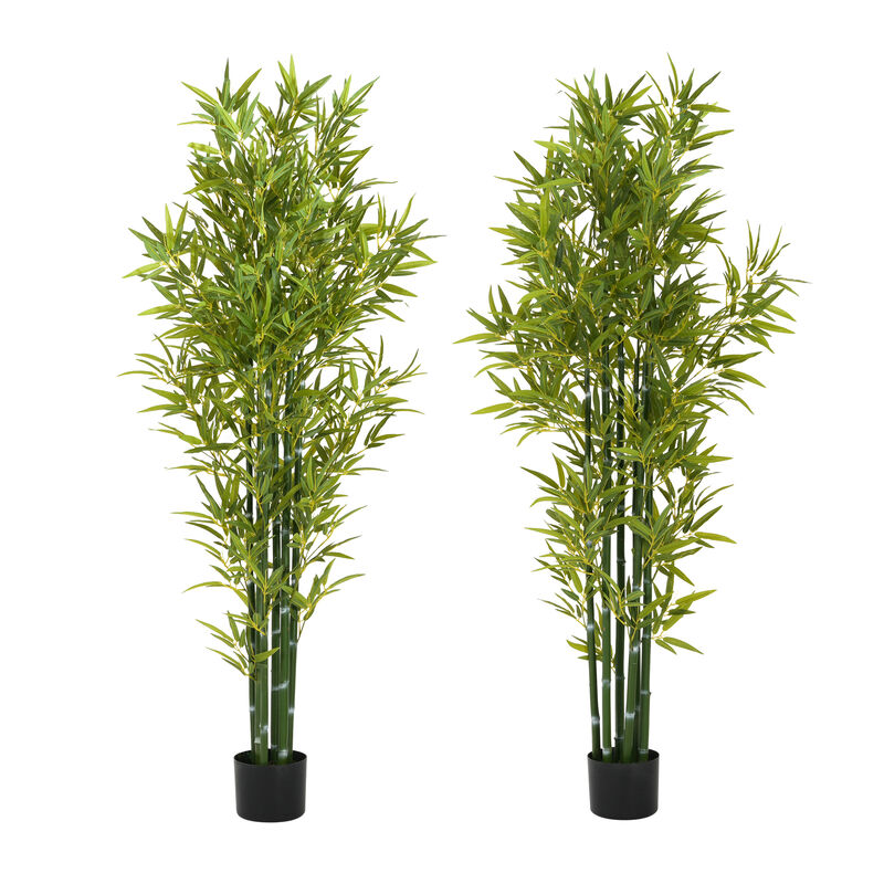Christopher Knight Home Ivana 72"H Pre-Potted Faux Bamboo Artificial Tree with Black Plastic Pot (Set of 2) image number 0