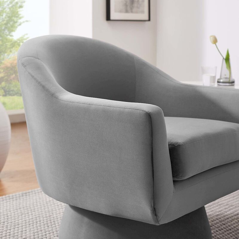 Astral Performance Velvet Fabric and Wood Swivel Chair image number 8