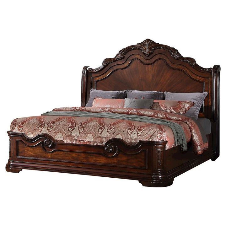 Best Master Furniture Barney's Traditional Wood Eastern King Bed in Walnut