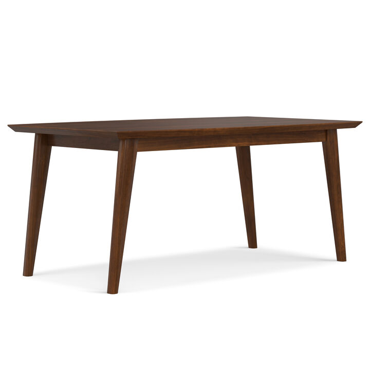 Draper SOLID WOOD and Rubberwood 66 inch x 40 inch Rectangle Mid Century Modern Dining Table in WALNUT WOOD