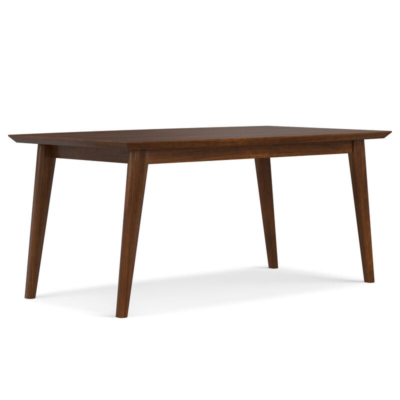 Draper SOLID WOOD and Rubberwood 66 inch x 40 inch Rectangle Mid Century Modern Dining Table in WALNUT WOOD