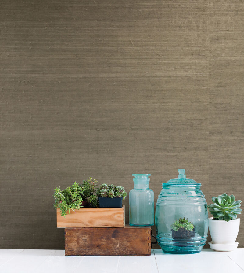 Qiantang Grey Grasscloth Wallpaper image number 1