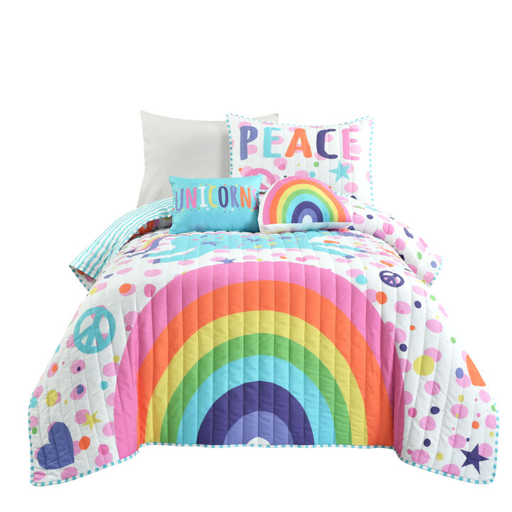 Unicorn Rainbow Quilt 4Pc Set