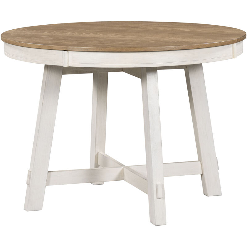 Merax Farmhouse Round Extendable Dining Table