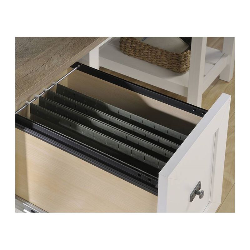 Hivvago FarmHouse White Oak Top 2 Drawer Office Writing Desk - Made In USA