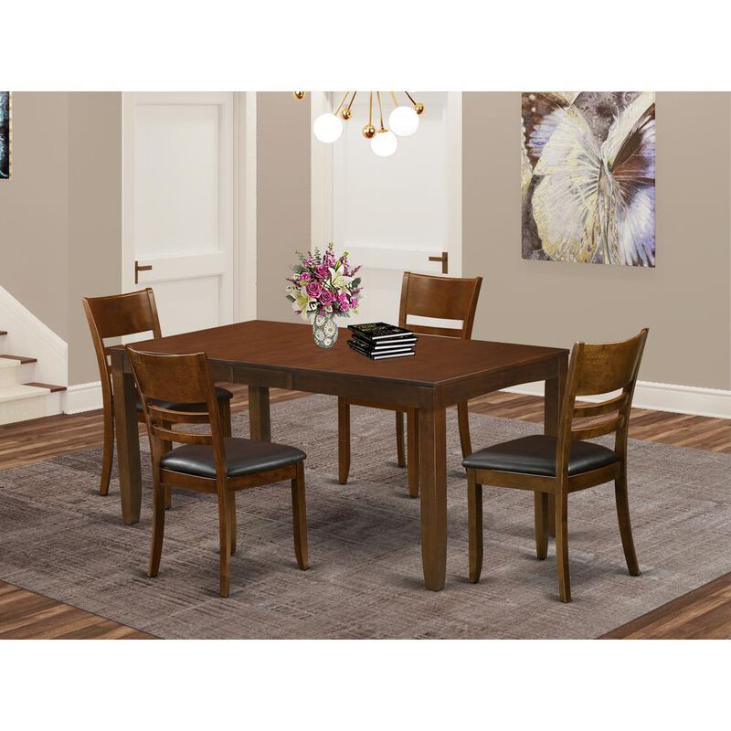 5 Pc Dining room set for 4-Dining Table with Leaf and 4 Dining Chairs