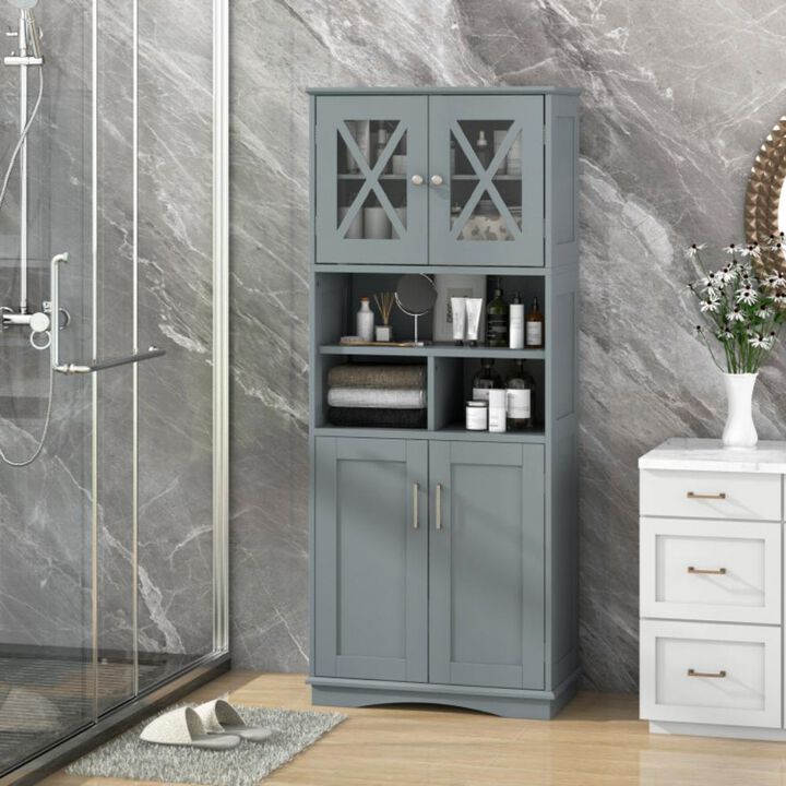 Hivvago Tall Bathroom Cabinet Large Floor Storage Cabinet with Acrylic Doors and 3 Cubes