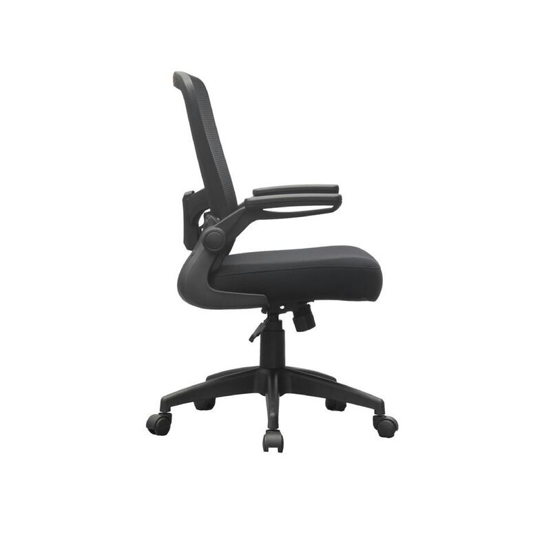 Swivel Task Chair, Mesh Back, Flip Arm, Height Adjustable, Black Fabric image number 3