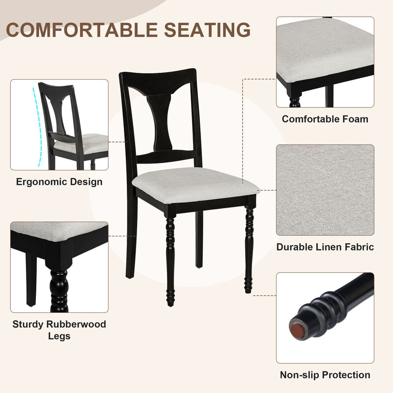 Merax 7-Piece Dining Table Set, 60inch to 78inch Extendable Wood Dining Table with Removable Leaf
