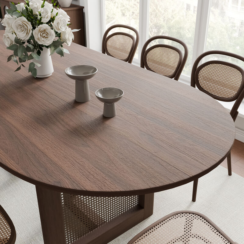 79 Cinna Black Oak Wood Oval Dining Table (Seats 8).